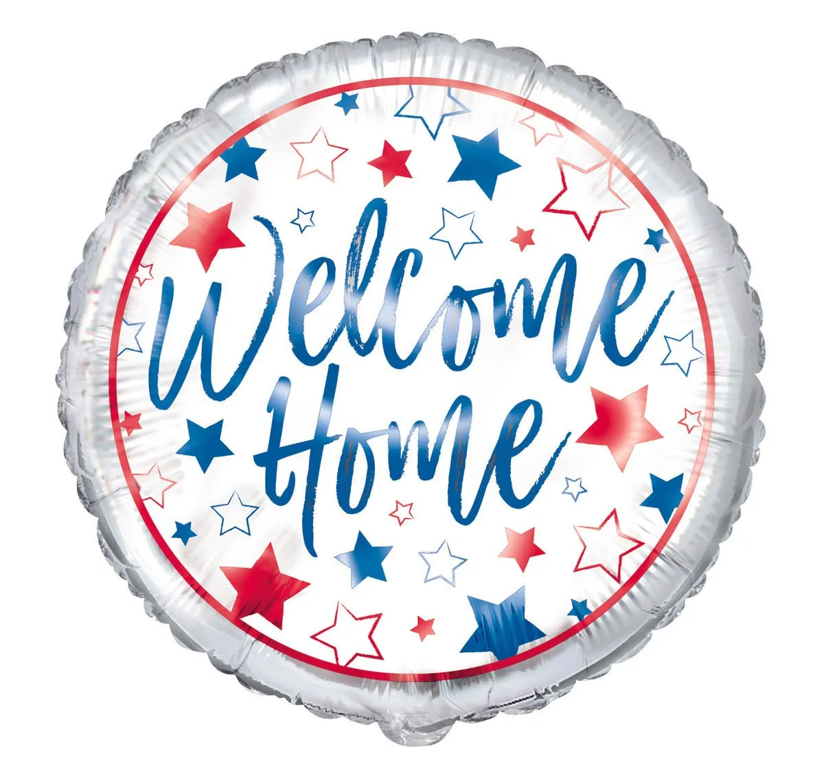 18" Welcome Home Red Blue Stars Foil Balloon