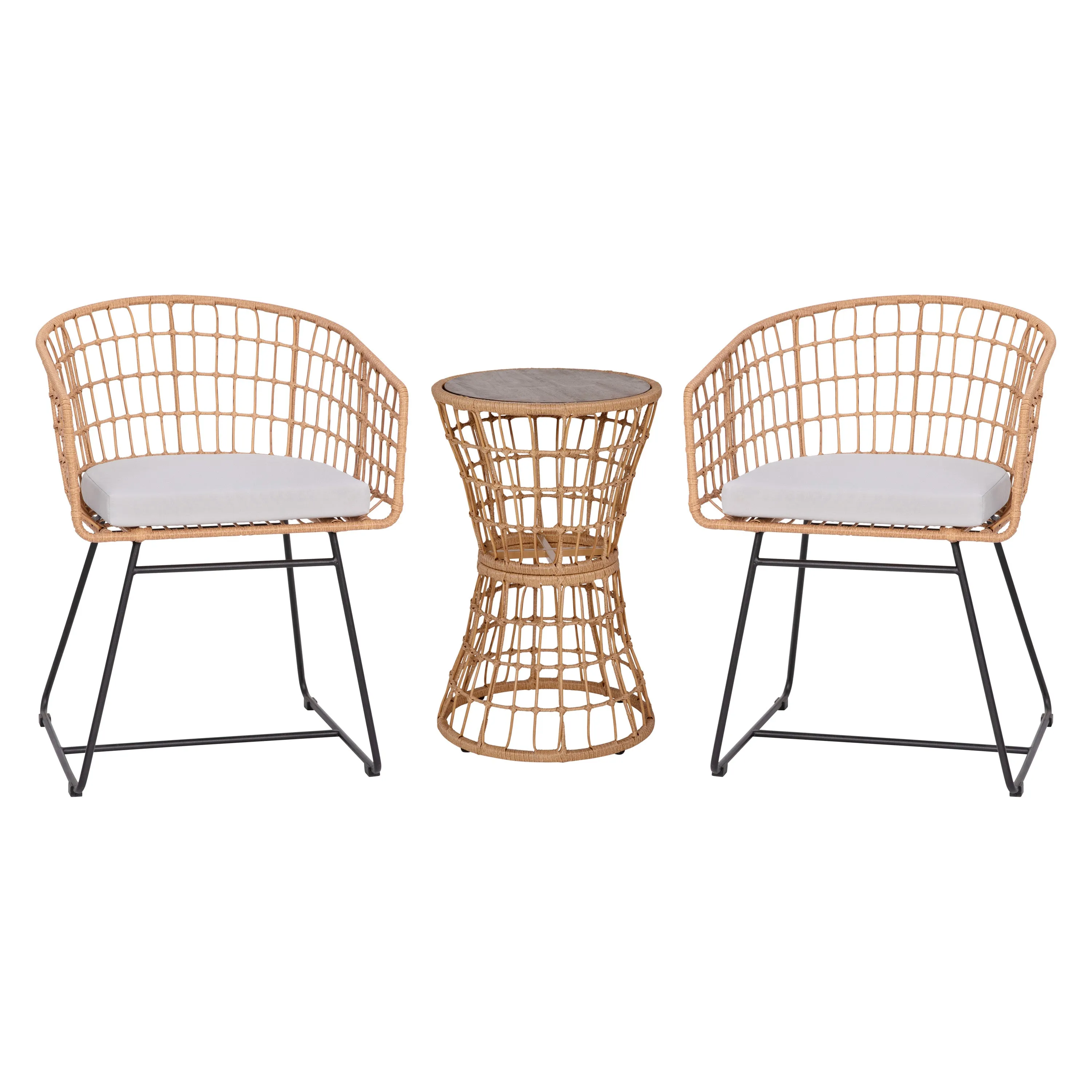 3PC Natural Rattan Bistro Set TW-VN01516-NAT-LGY-GG