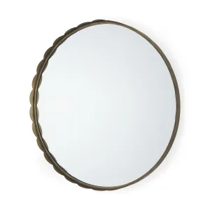 Adelaide Scalloped Round Wall Mirror - Antique Gold Frame, Versatile Decor for Any Room Style