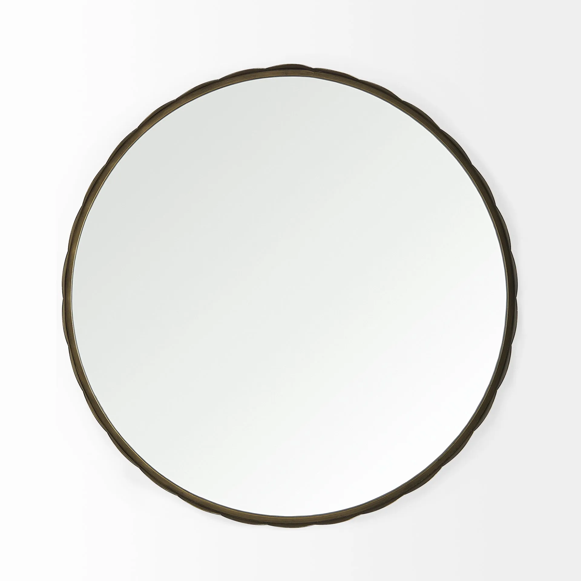 Adelaide Scalloped Round Wall Mirror - Antique Gold Frame, Versatile Decor for Any Room Style