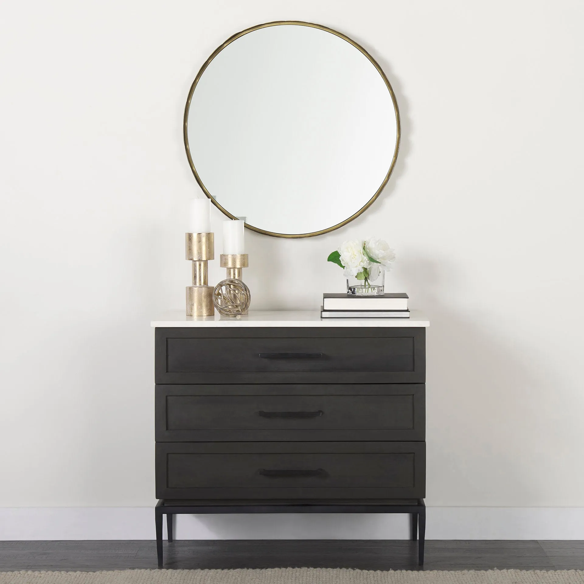 Adelaide Scalloped Round Wall Mirror - Antique Gold Frame, Versatile Decor for Any Room Style
