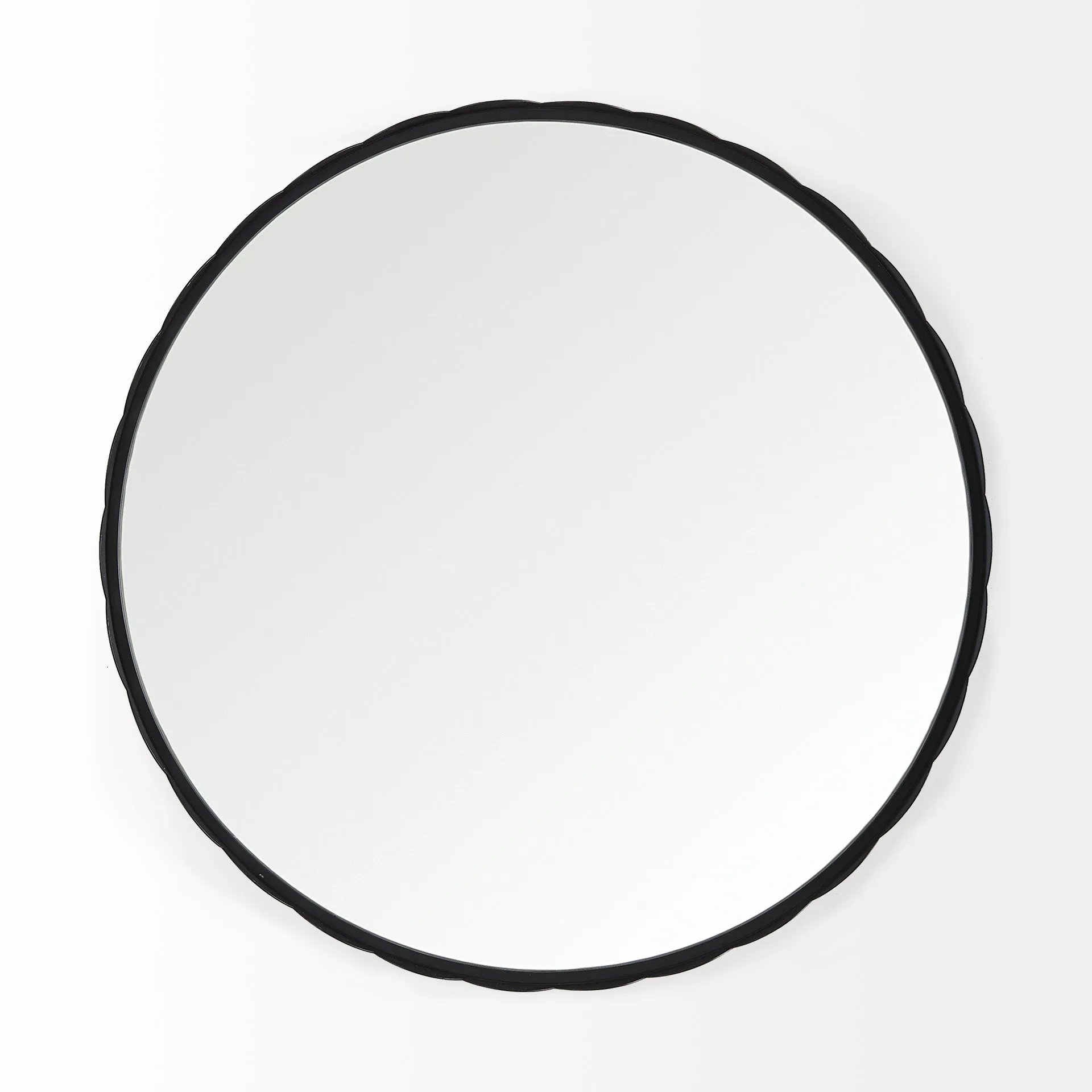 Adelaide Scalloped Round Wall Mirror - Antique Gold Frame, Versatile Decor for Any Room Style