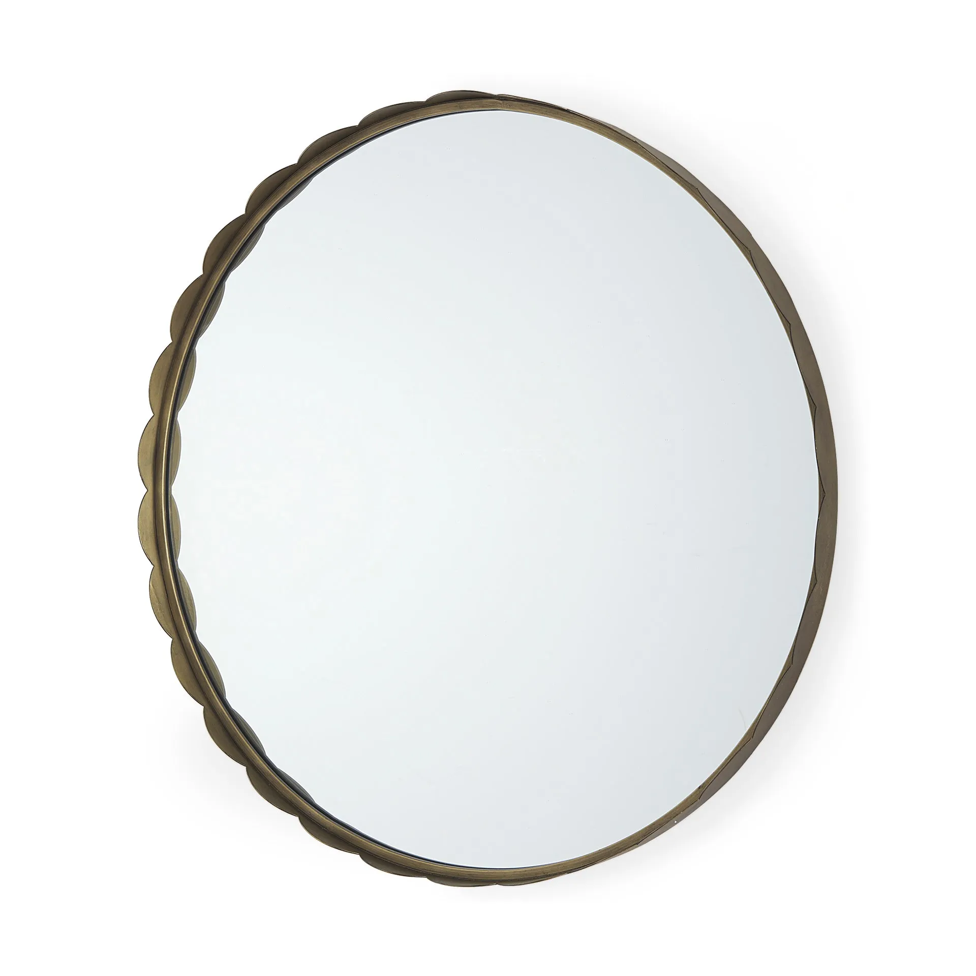 Adelaide Scalloped Round Wall Mirror - Antique Gold Frame, Versatile Decor for Any Room Style