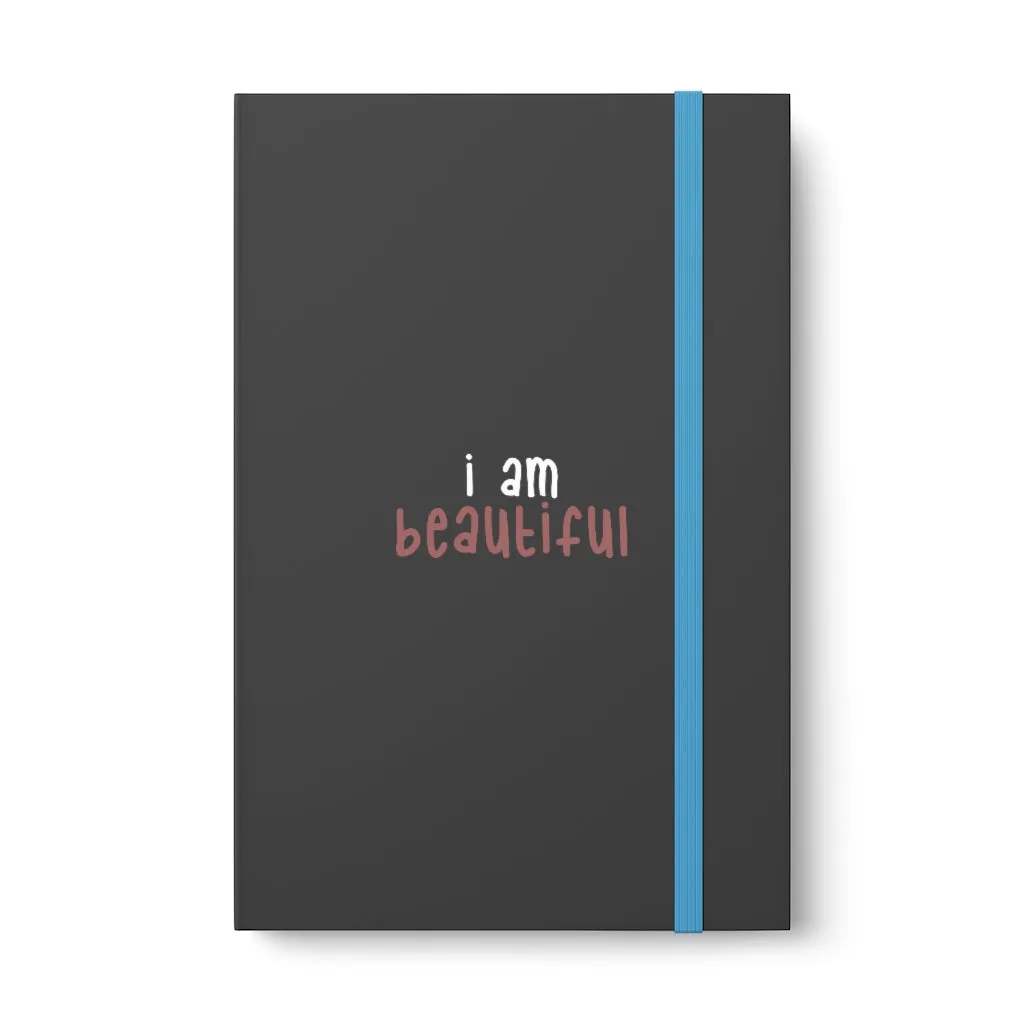 Affirmation Feminist Pro Choice Color Contrast Notebook & Journal - I Am Beautiful (White with pink)