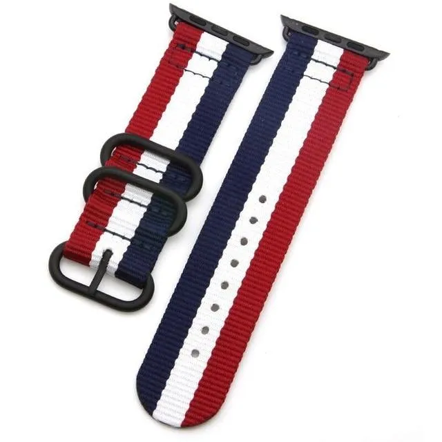 Apple Watch Band Series 7 6 5 4 Sport Nylon with Black Adapter Watchband