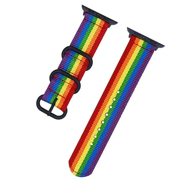 Apple Watch Band Series 7 6 5 4 Sport Nylon with Black Adapter Watchband