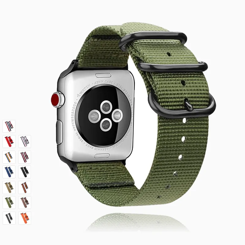 Apple Watch Band Series 7 6 5 4 Sport Nylon with Black Adapter Watchband