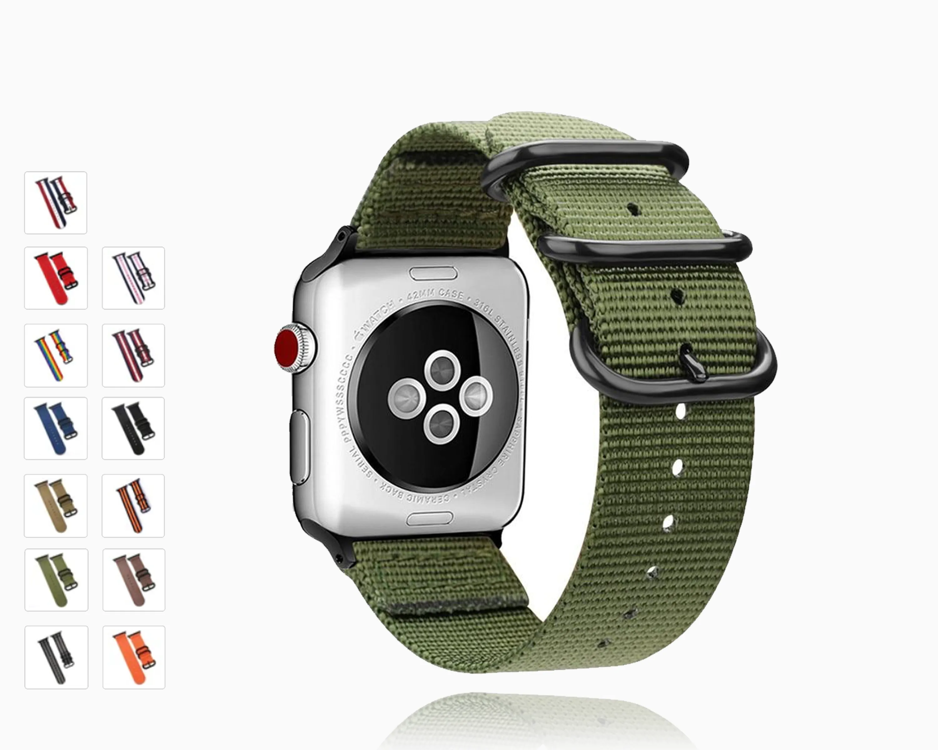 Apple Watch Band Series 7 6 5 4 Sport Nylon with Black Adapter Watchband