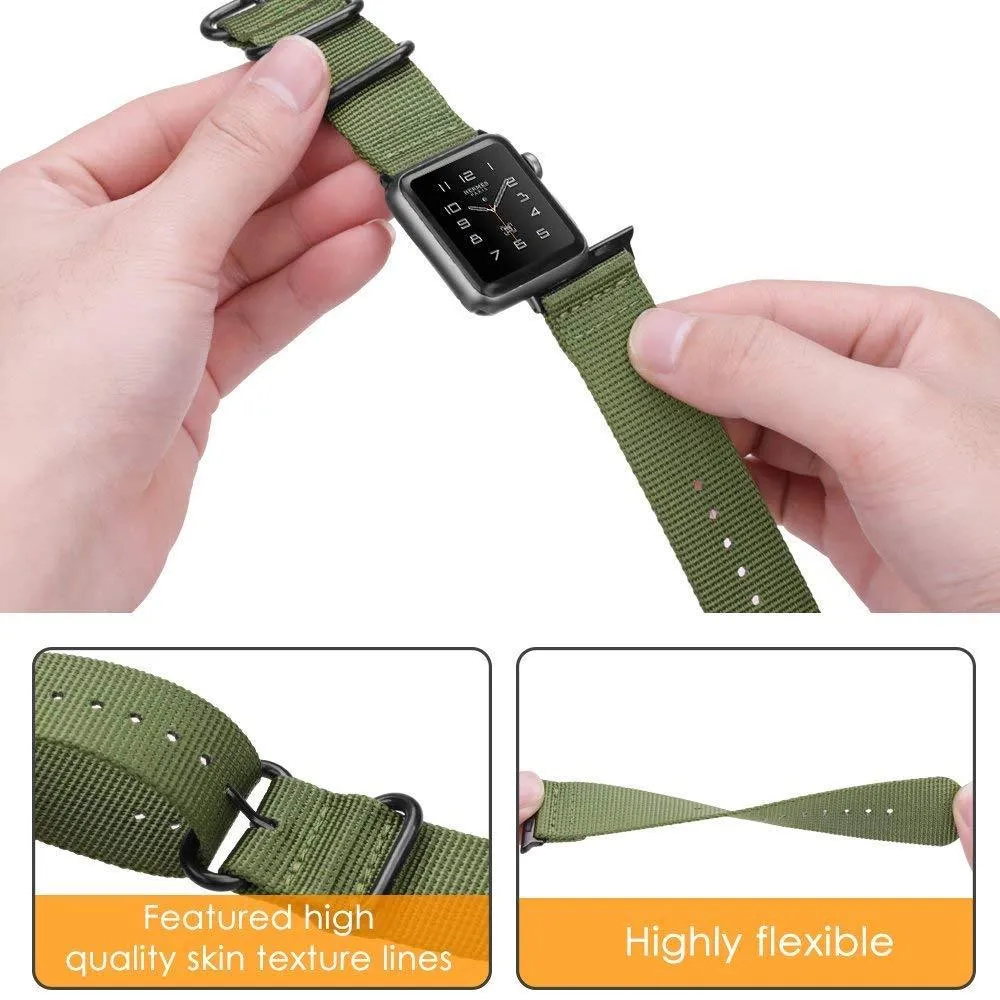 Apple Watch Band Series 7 6 5 4 Sport Nylon with Black Adapter Watchband