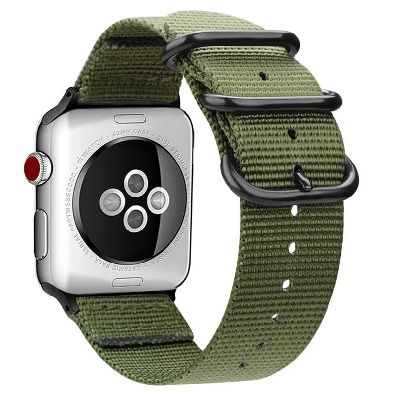 Apple Watch Band Series 7 6 5 4 Sport Nylon with Black Adapter Watchband