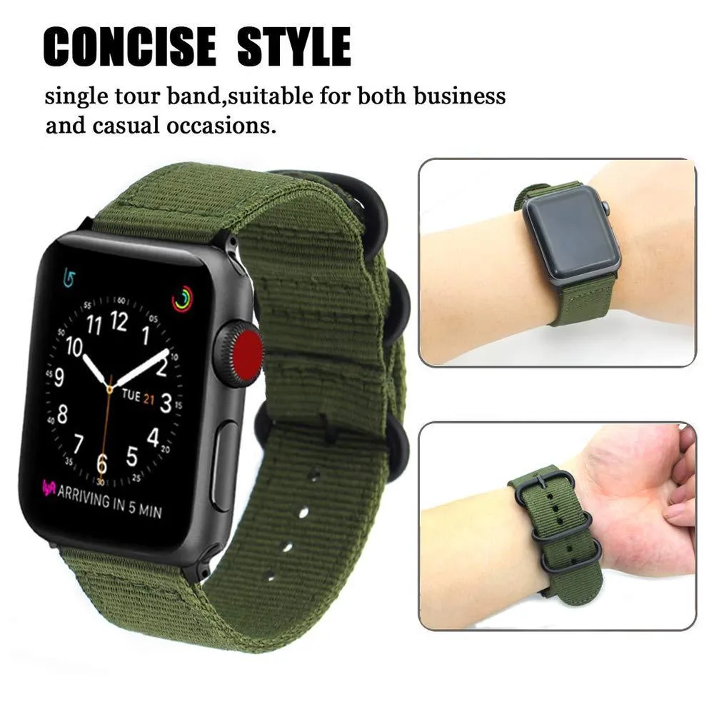Apple Watch Band Series 7 6 5 4 Sport Nylon with Black Adapter Watchband