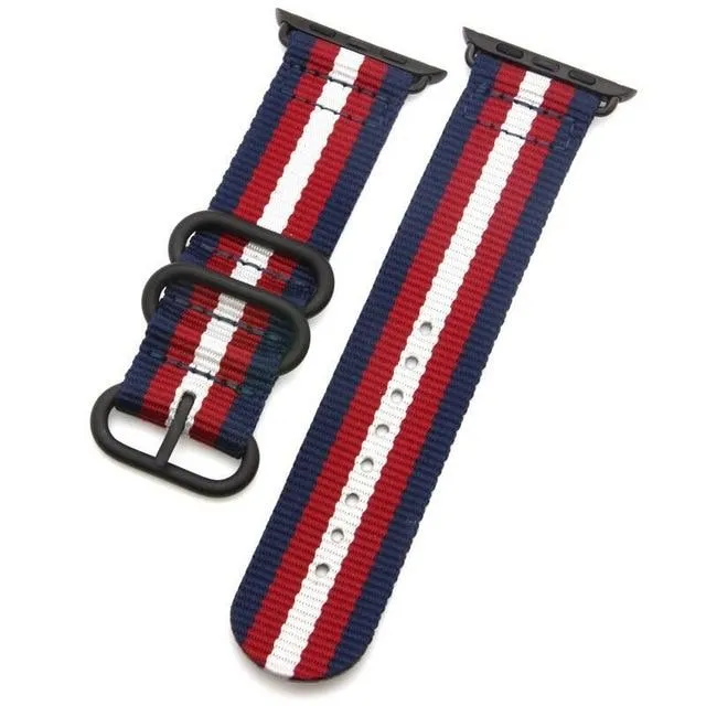 Apple Watch Band Series 7 6 5 4 Sport Nylon with Black Adapter Watchband