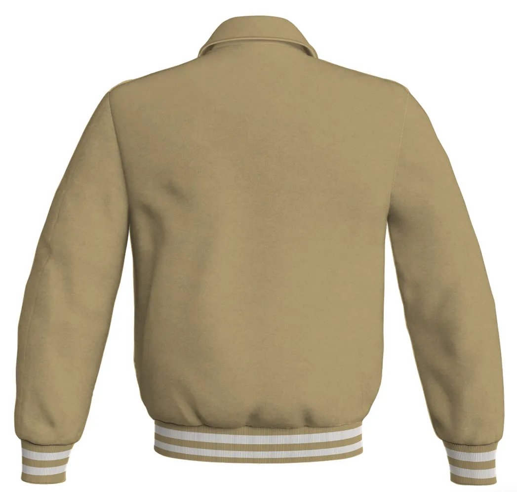 Baseball Letterman Bomber Classic Satin Jacket Sports Wear Cream