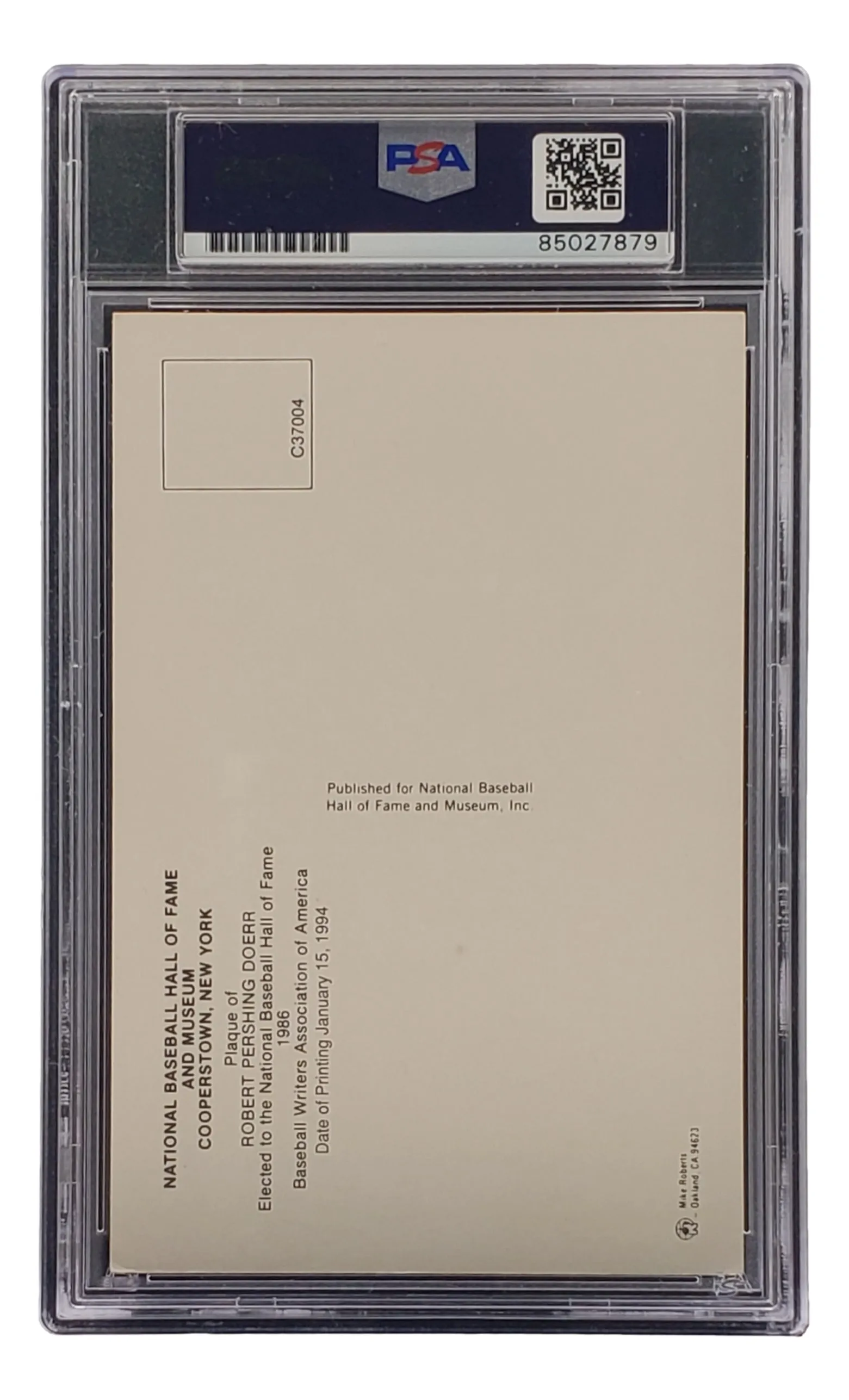 Bobby Doerr Signed 4x6 Boston Red Sox HOF Plaque Card PSA/DNA 85027879