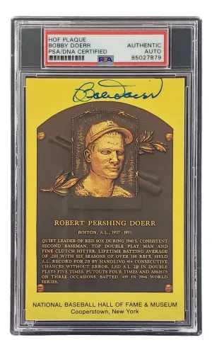 Bobby Doerr Signed 4x6 Boston Red Sox HOF Plaque Card PSA/DNA 85027879