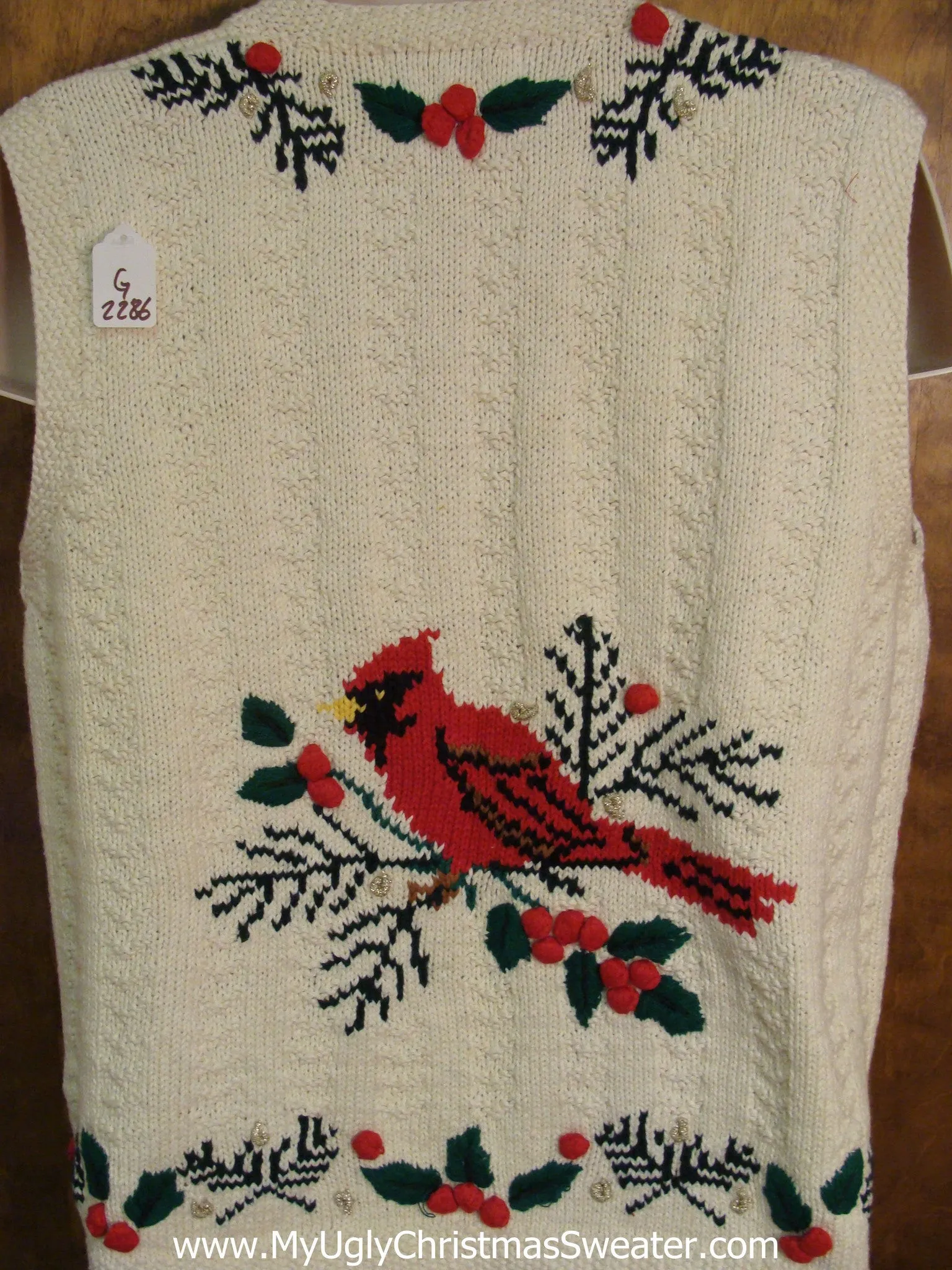 Cardinal Birds 80s Light Up Ugly Xmas Sweater Vest