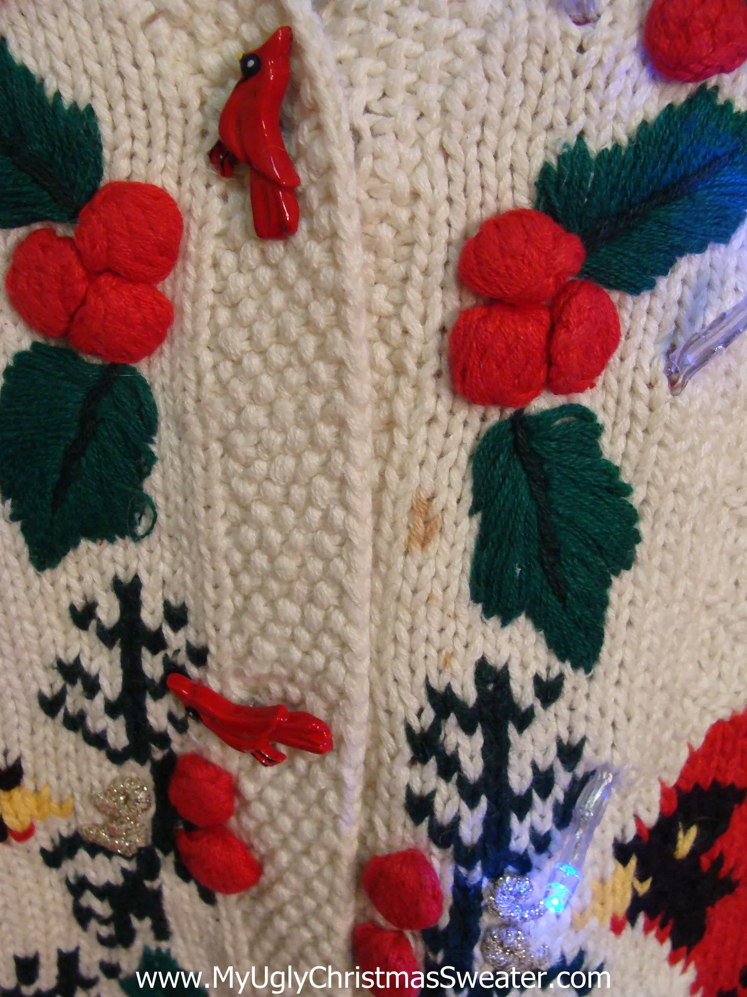 Cardinal Birds 80s Light Up Ugly Xmas Sweater Vest