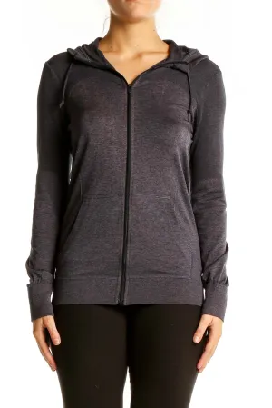 Charcoal Gray Zip-Up Activewear Hoodie
