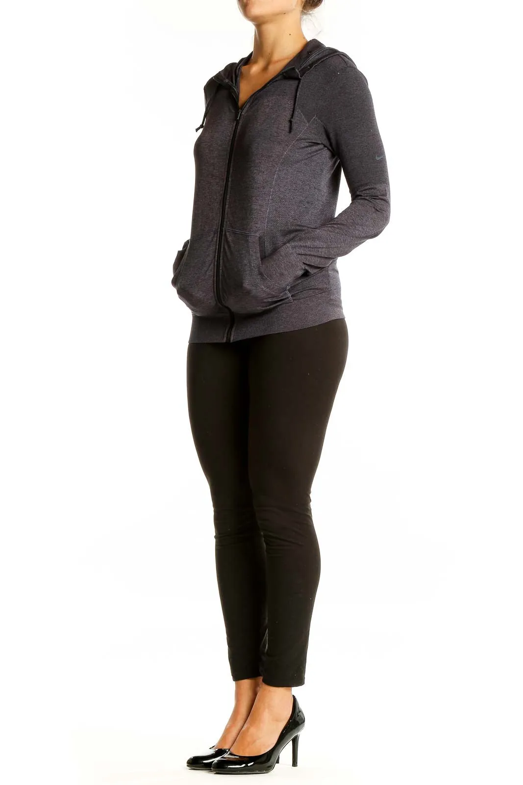 Charcoal Gray Zip-Up Activewear Hoodie