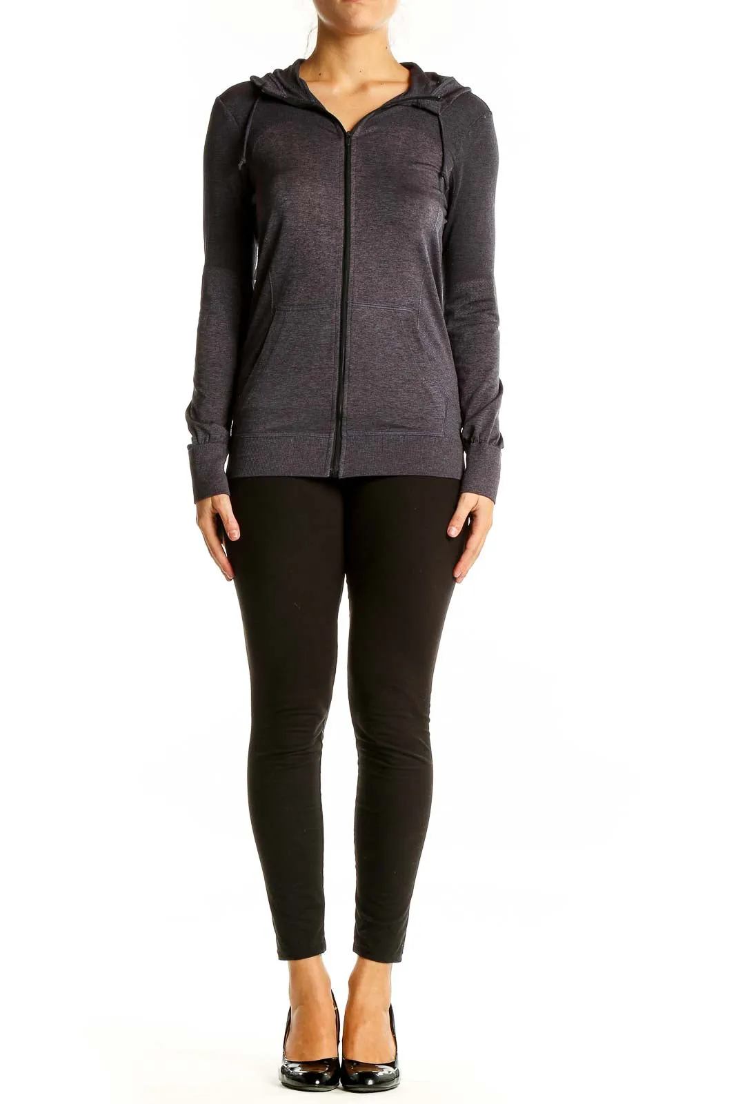 Charcoal Gray Zip-Up Activewear Hoodie