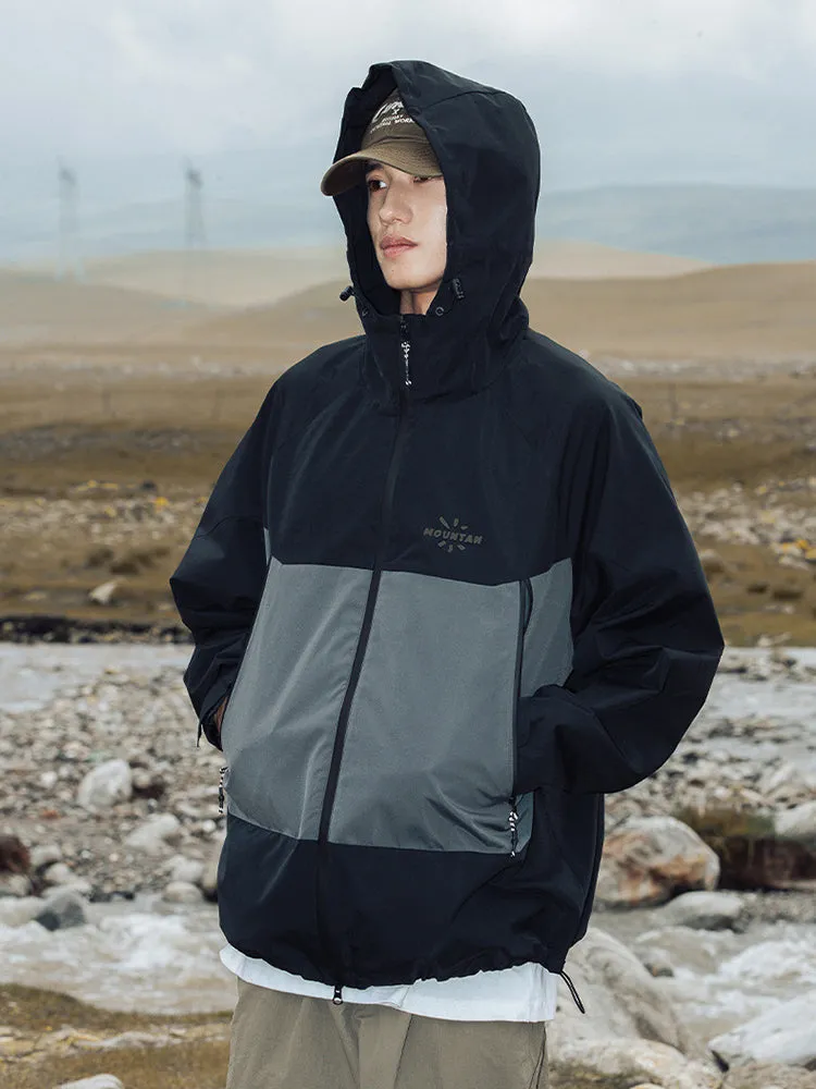 Colourblocked Loose Hooded Jacket