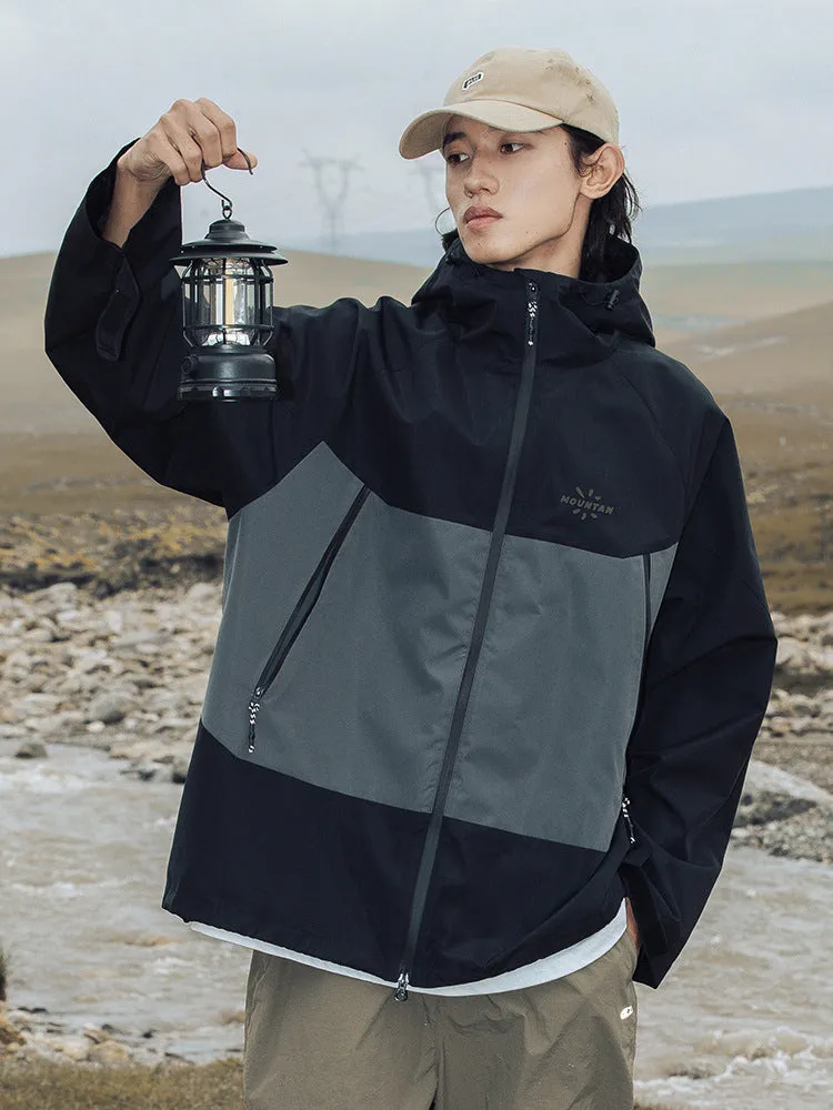 Colourblocked Loose Hooded Jacket