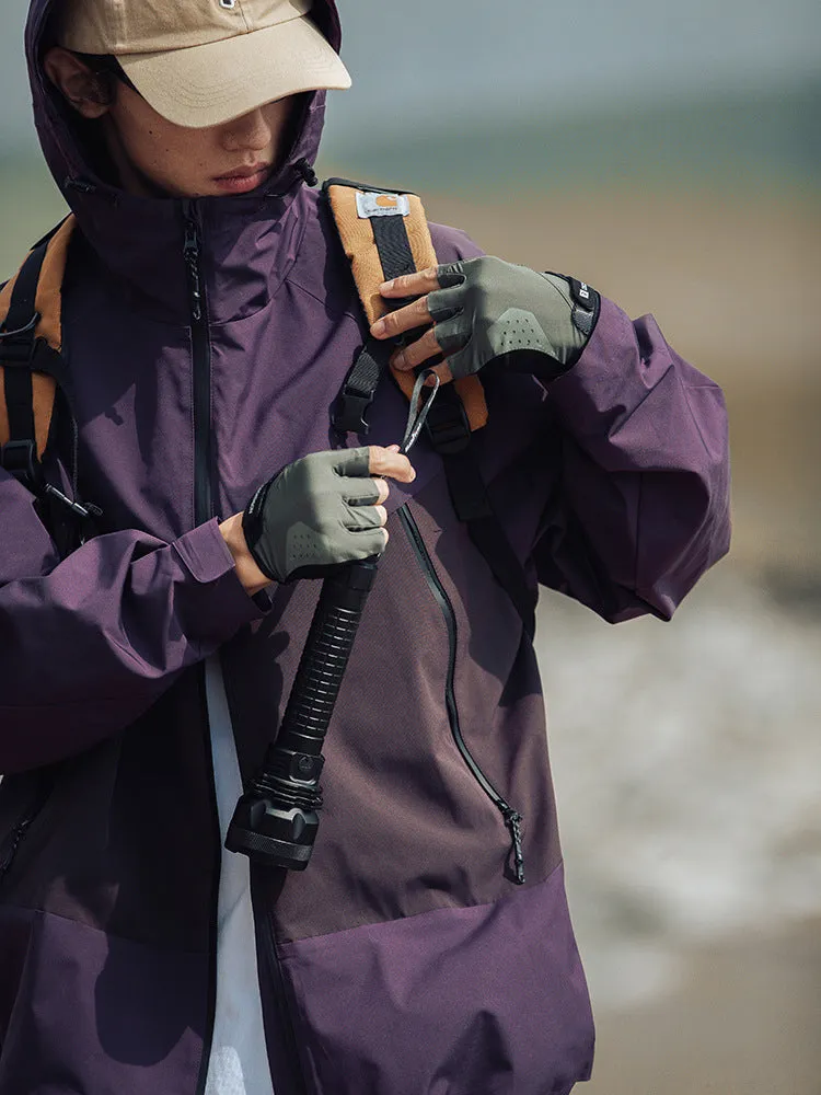 Colourblocked Loose Hooded Jacket