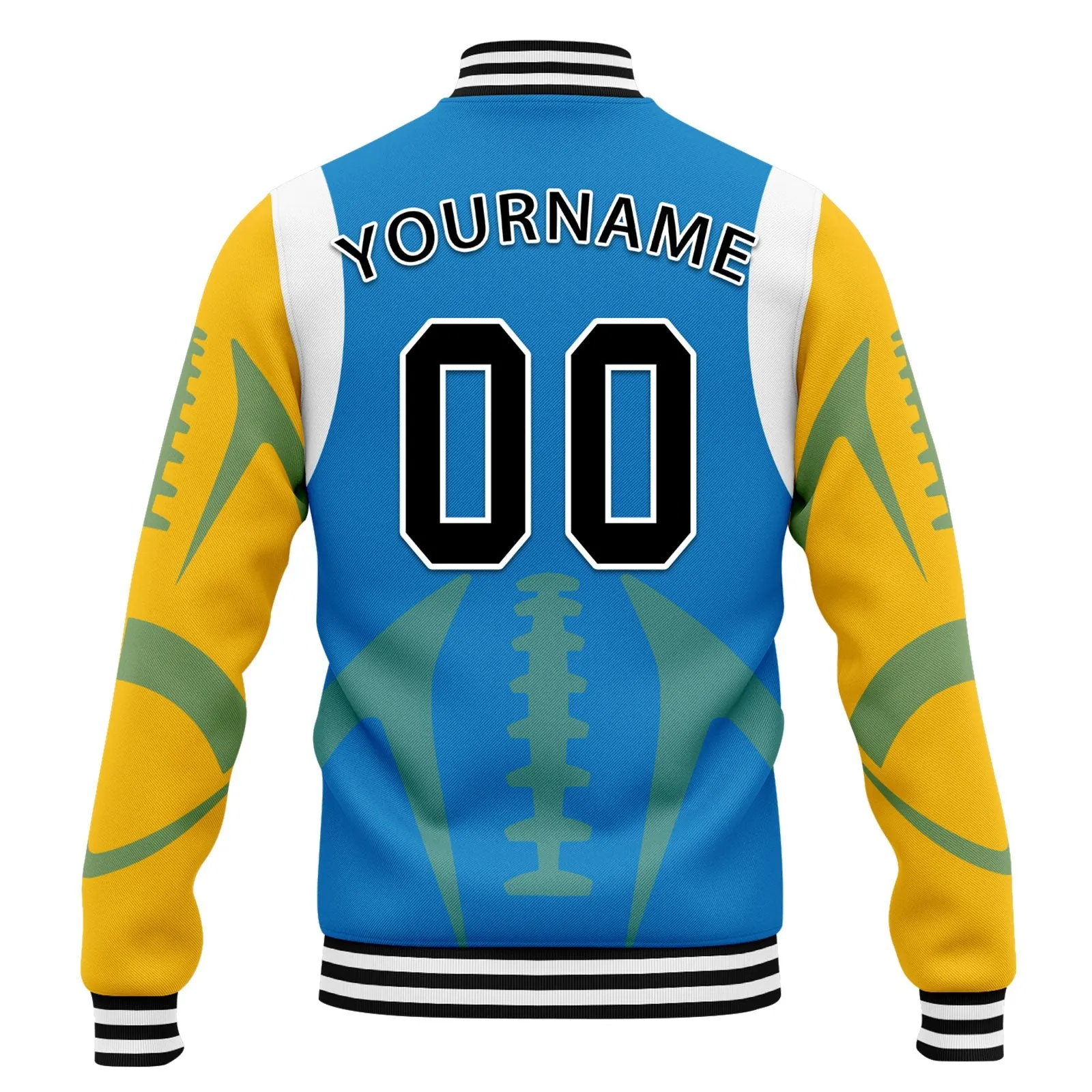 Custom Blue Los Angeles Jacket Bomber Full-Snap Varsity Letterman Personalized Jacket FZ005-D025004-24