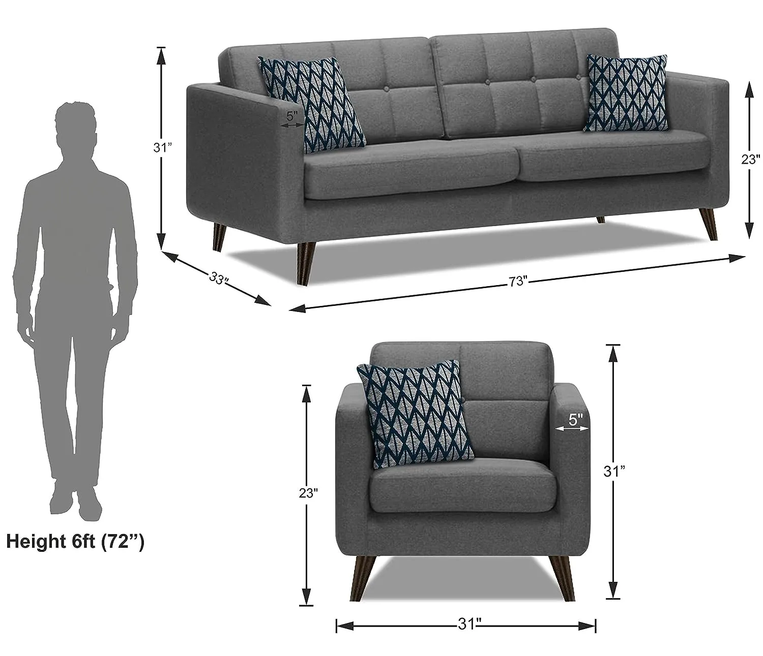 Dario Fabric Sofa Collection For Living Room | Bedroom | Office