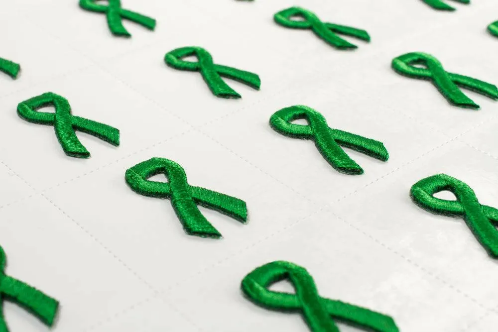 Green Ribbon Embroidered Stick-ons - 25-pack