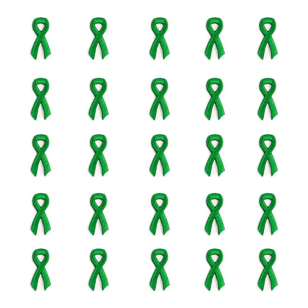 Green Ribbon Embroidered Stick-ons - 25-pack