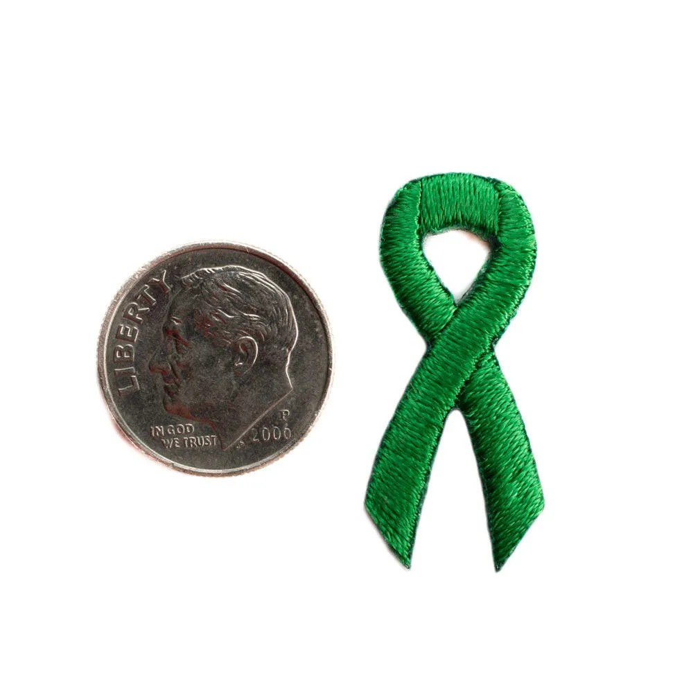 Green Ribbon Embroidered Stick-ons - 25-pack