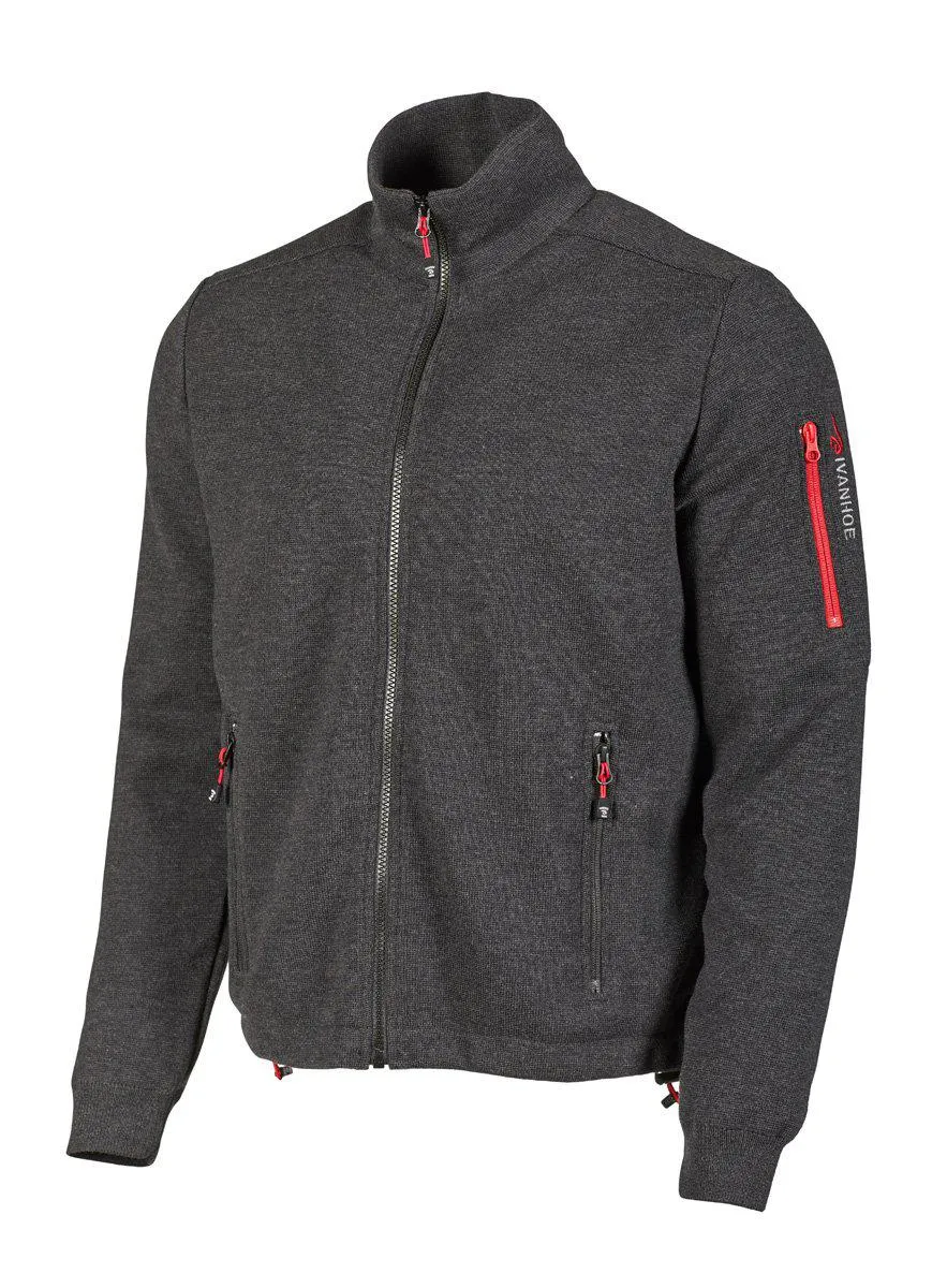 HADAR FULL ZIP WINDBREAKER, 100% EXTRA FINE MERINOULL — GRAPHITE MARL