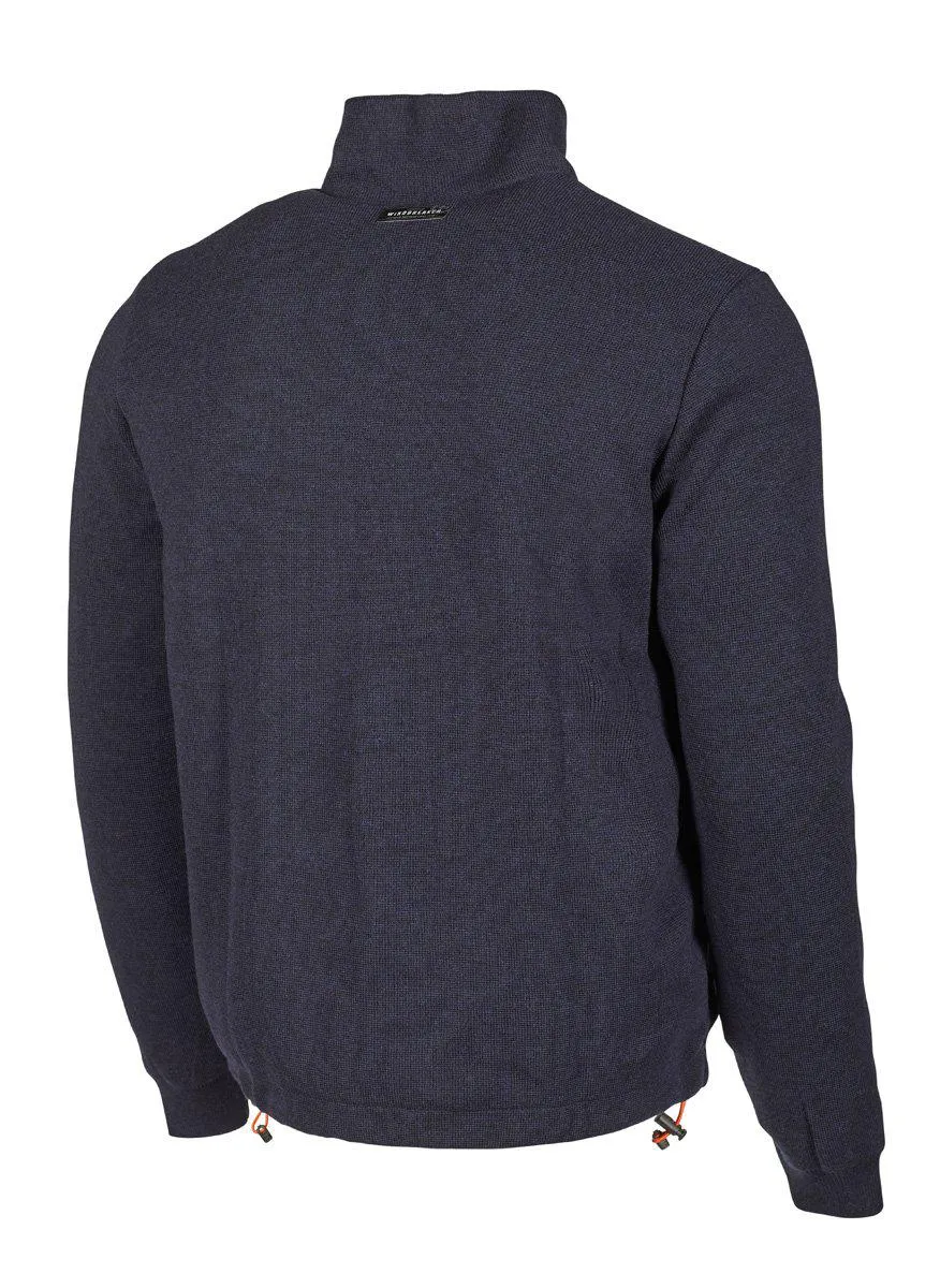 HADAR FULL ZIP WINDBREAKER, 100% EXTRA FINE MERINOULL — NAVY