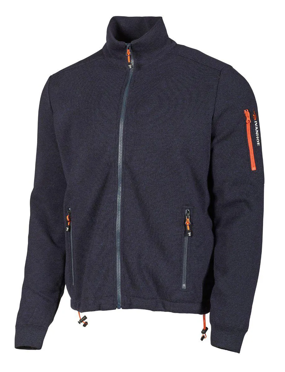 HADAR FULL ZIP WINDBREAKER, 100% EXTRA FINE MERINOULL — NAVY