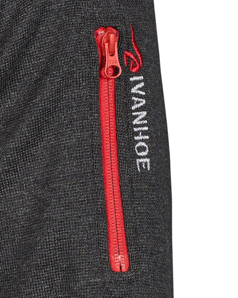 HADAR HALF ZIP WINDBREAKER, 100% EXTRA FINE MERINOULL — GRAPHITE MARL