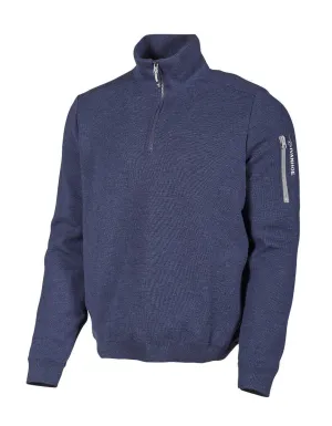 HADAR HALF ZIP WINDBREAKER, 100% EXTRA FINE MERINOULL — STEELBLUE
