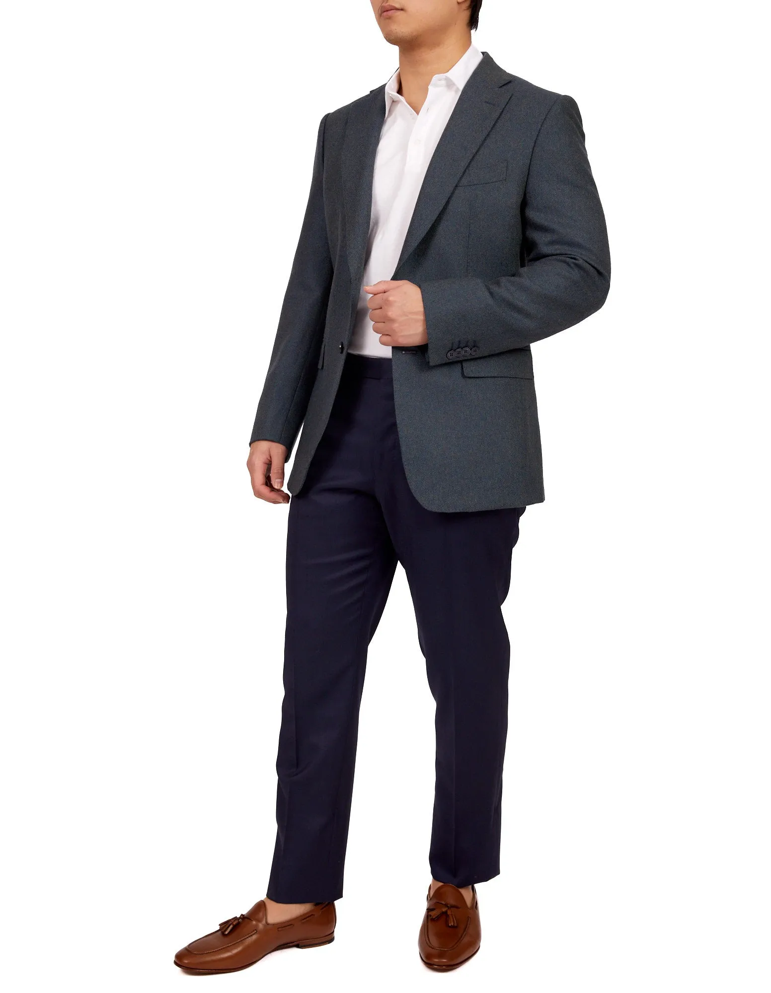 HENRY SARTORIAL Full Canvas Plain Jacket AQUA REG