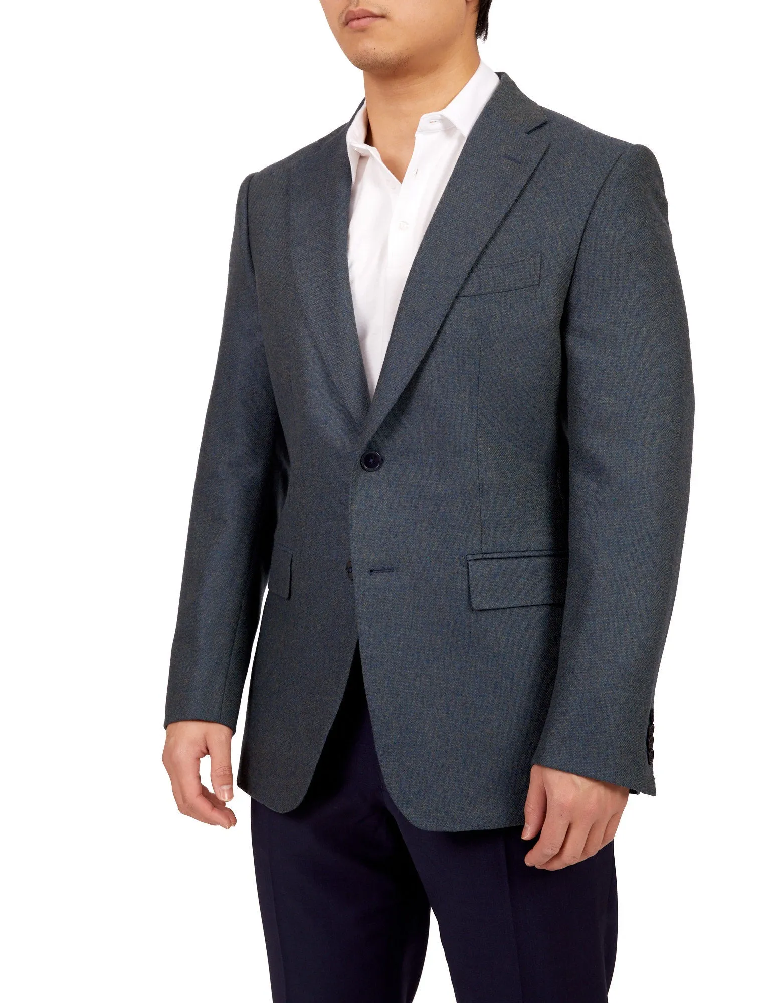 HENRY SARTORIAL Full Canvas Plain Jacket AQUA REG