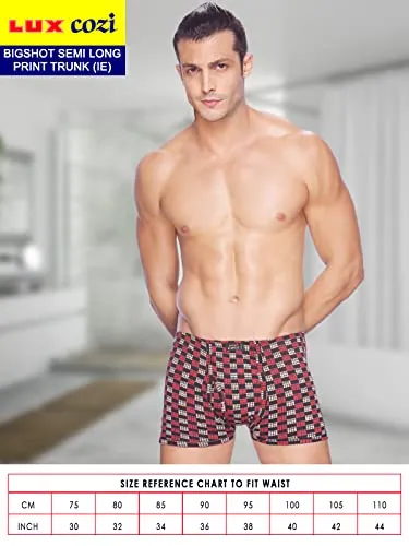 Lux Cozi Pack of 3 Men's Assorted Inner Elastic Semi Long Printed Trunk (Size : 100cm)