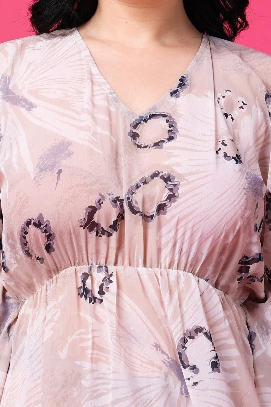 Mauve Floral Printed Kaftan