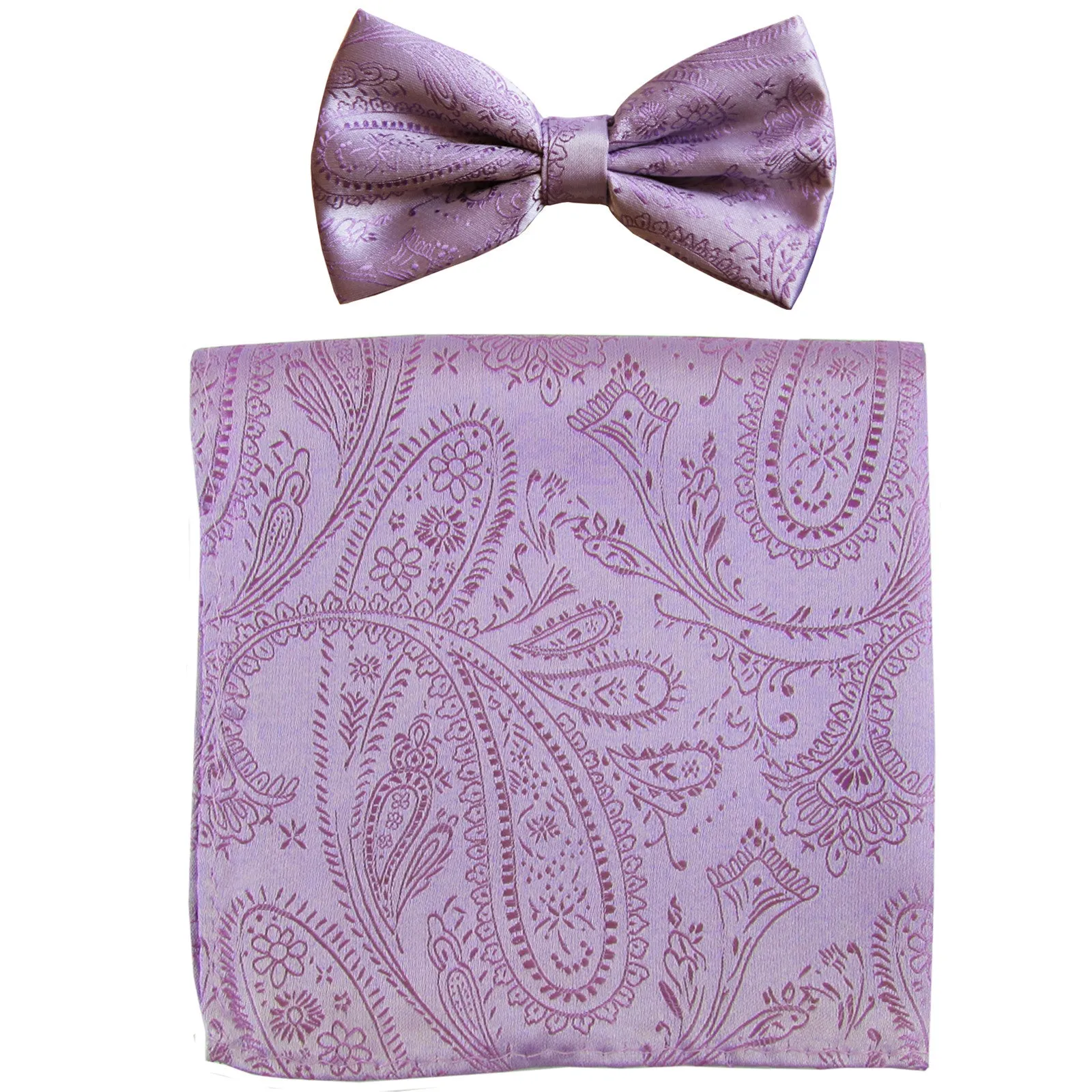 New formal men's pre tied Bow tie & hankie set paisley pattern wedding