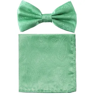 New formal men's pre tied Bow tie & hankie set paisley pattern wedding