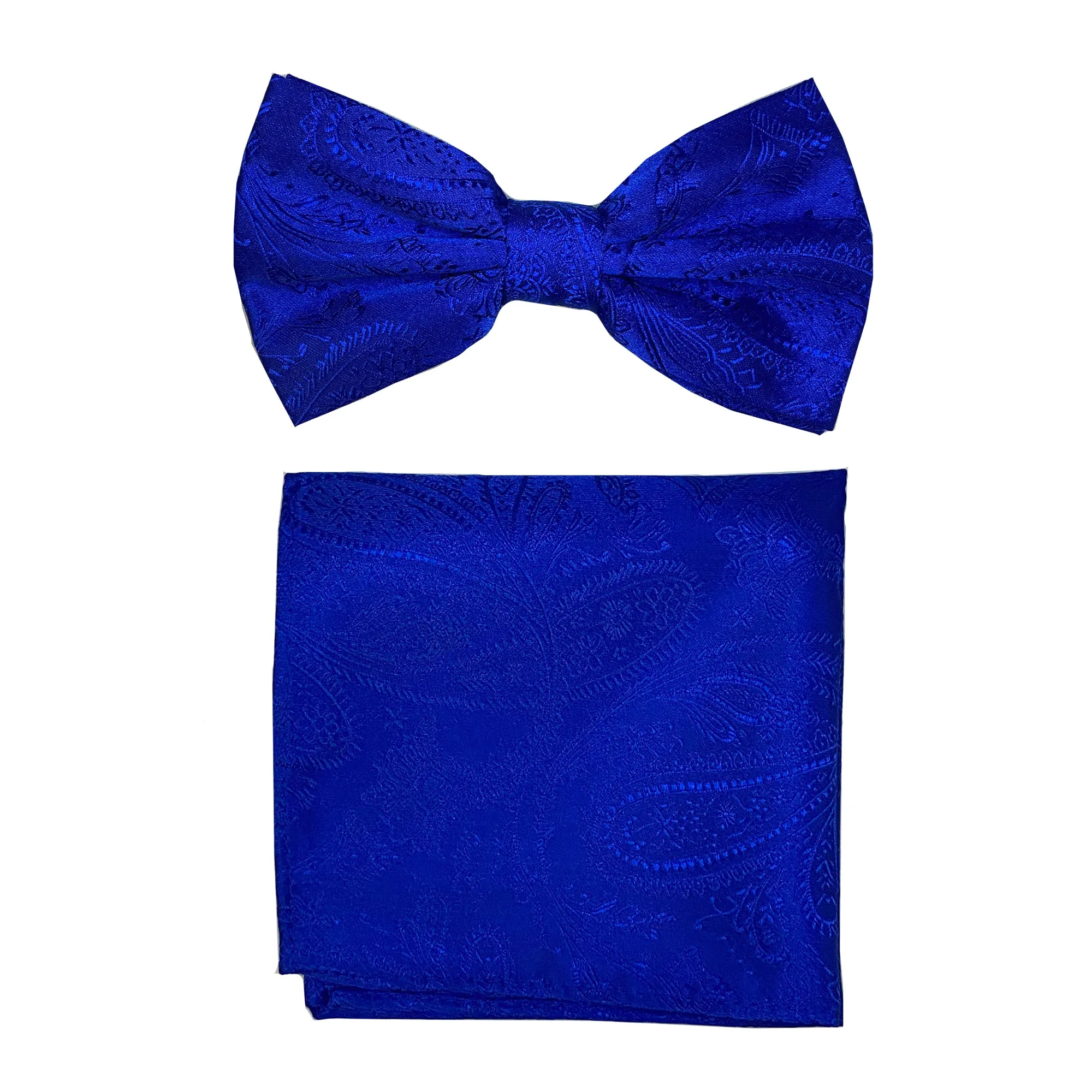 New formal men's pre tied Bow tie & hankie set paisley pattern wedding