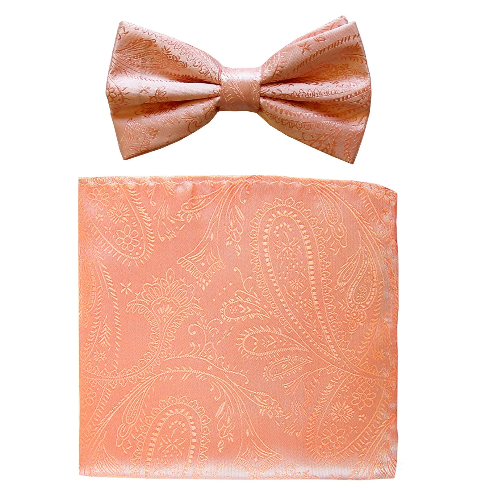 New formal men's pre tied Bow tie & hankie set paisley pattern wedding