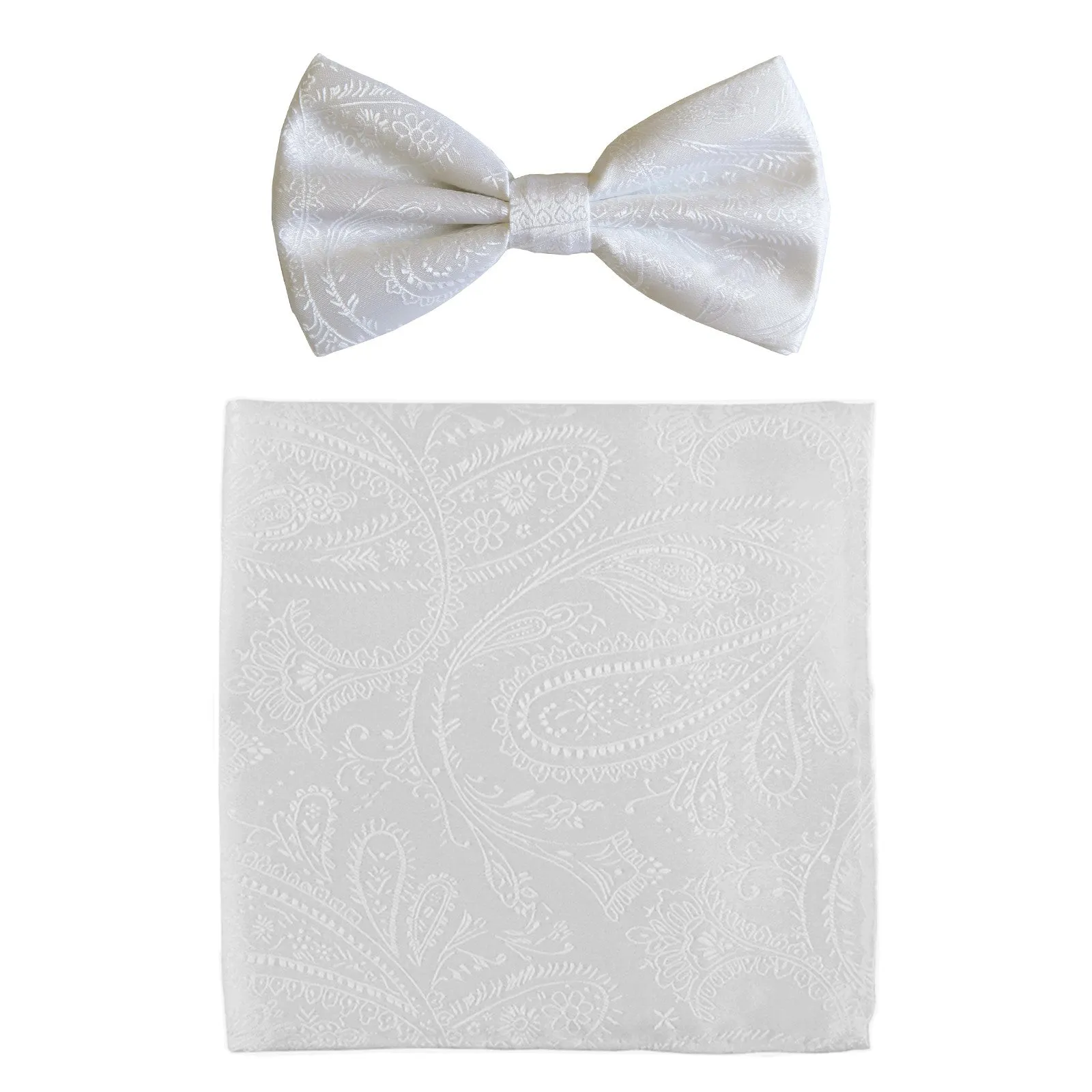 New formal men's pre tied Bow tie & hankie set paisley pattern wedding
