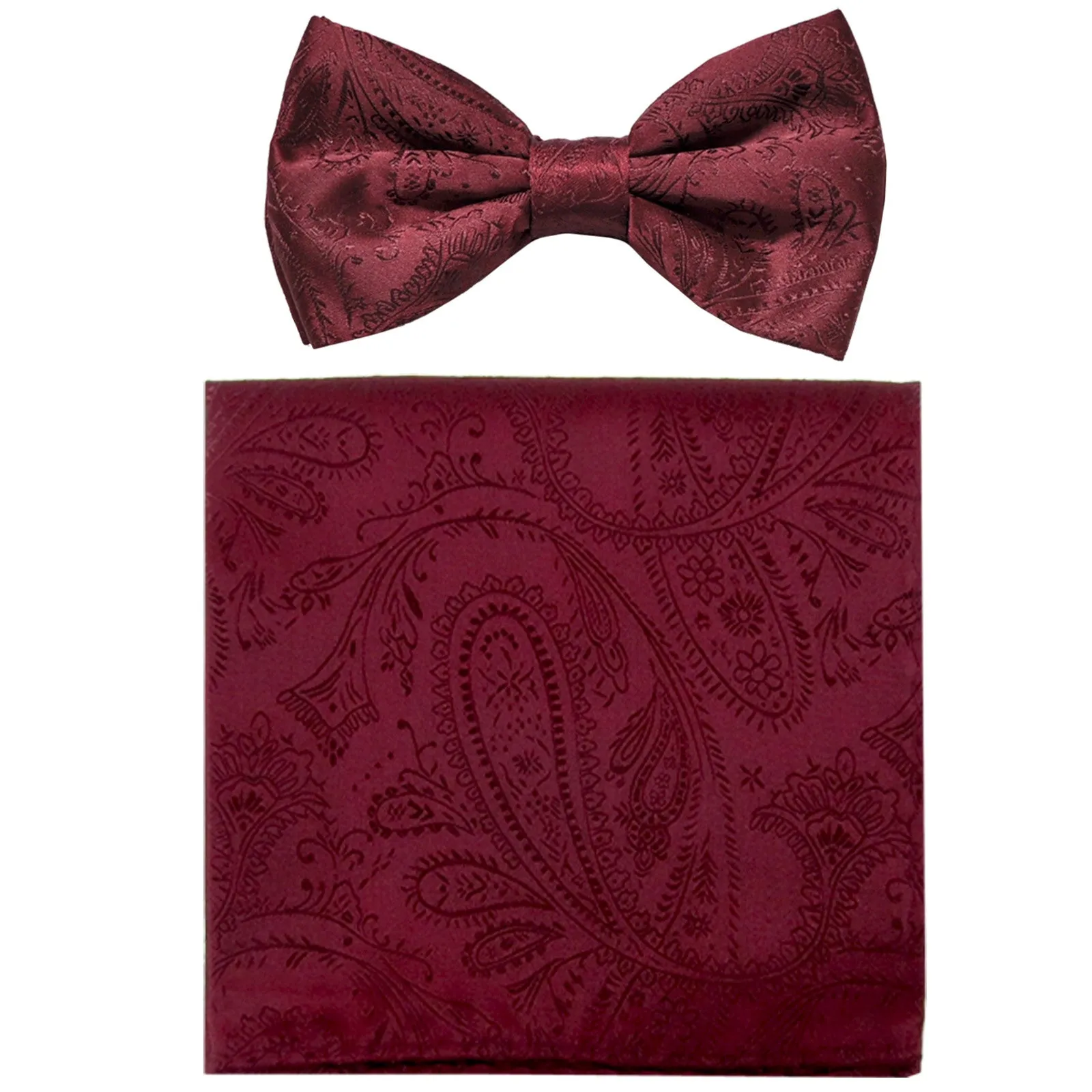 New formal men's pre tied Bow tie & hankie set paisley pattern wedding