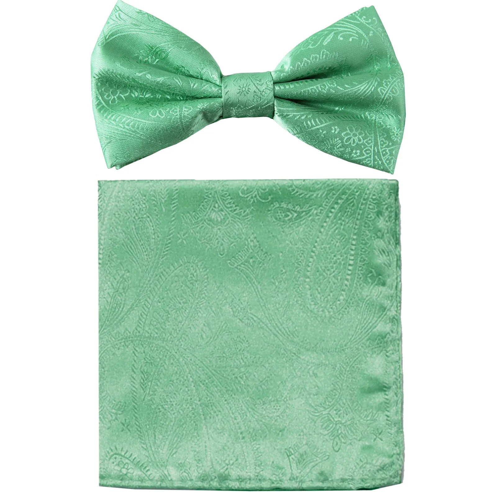 New formal men's pre tied Bow tie & hankie set paisley pattern wedding