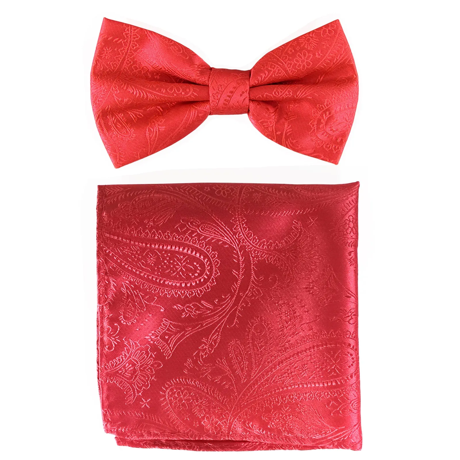 New formal men's pre tied Bow tie & hankie set paisley pattern wedding