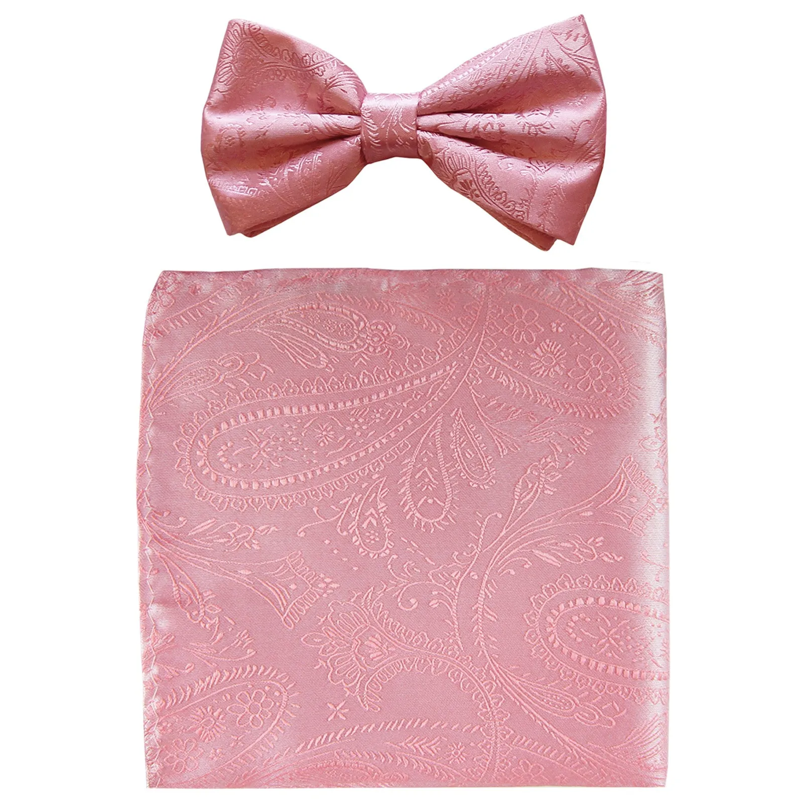New formal men's pre tied Bow tie & hankie set paisley pattern wedding